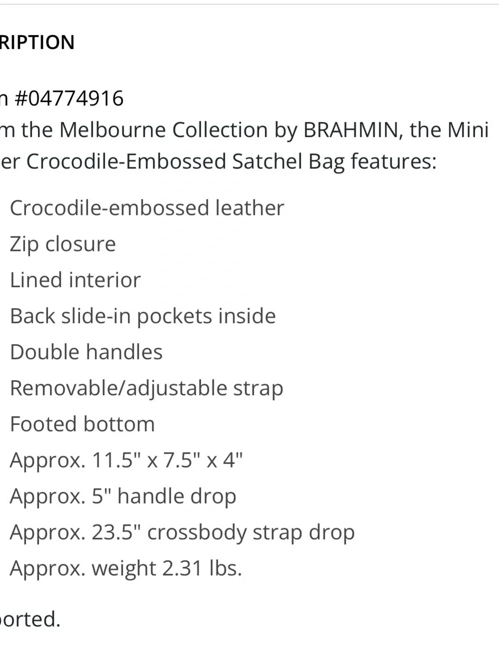 Brahmin Burnt Orange Croc-Embossed Tote - Picture 6 of 6